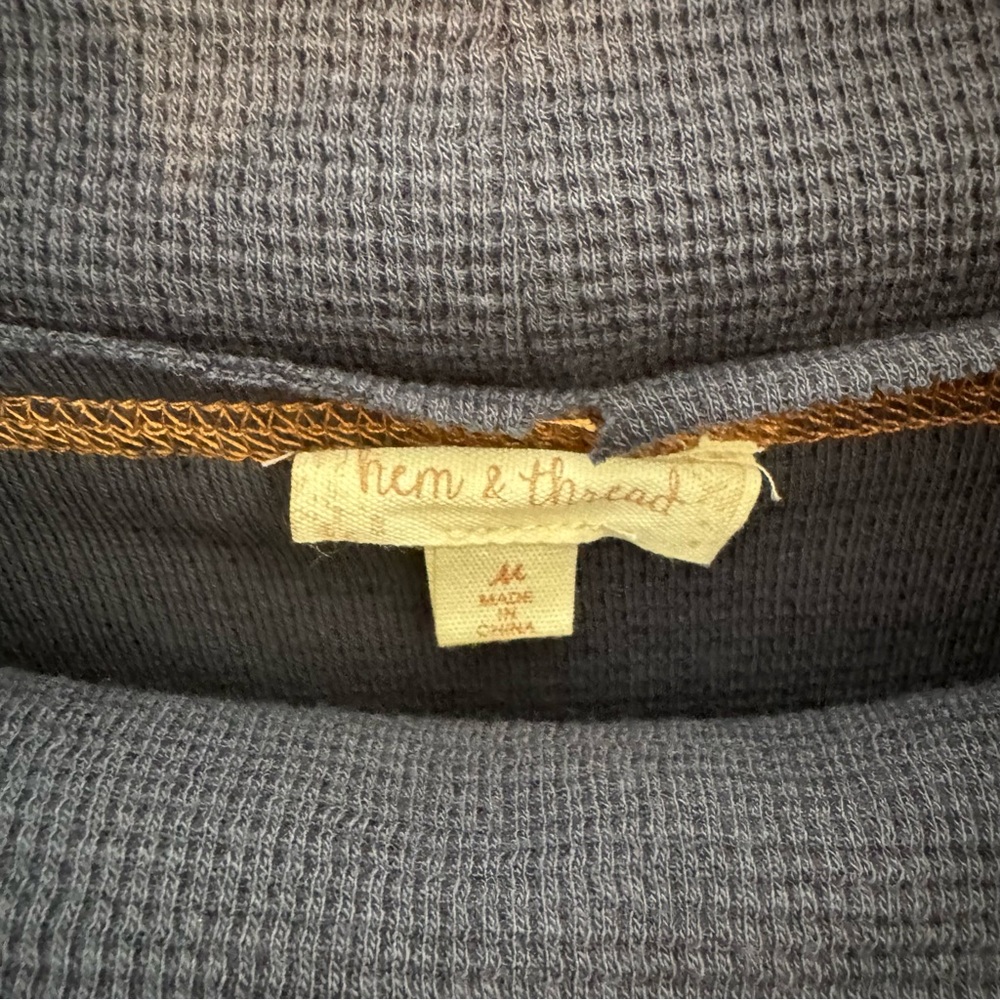 Hem & Thread | Navy and Burnt Orange Striped Women's Long Sleeve Top | Size Med - Picture 4 of 7